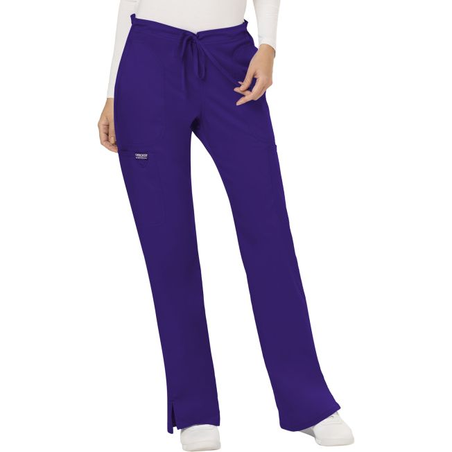 Cherokee Womens Mid Rise Moderate Flare Drawstring Scrub Pants